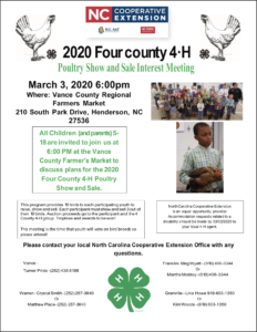 Cover photo for 2020 Poultry Show and Sale Interest Meeting March 3rd