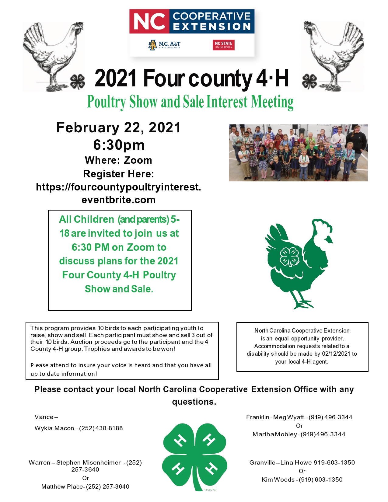 Four County 4-H Poultry Show and Sale flyer