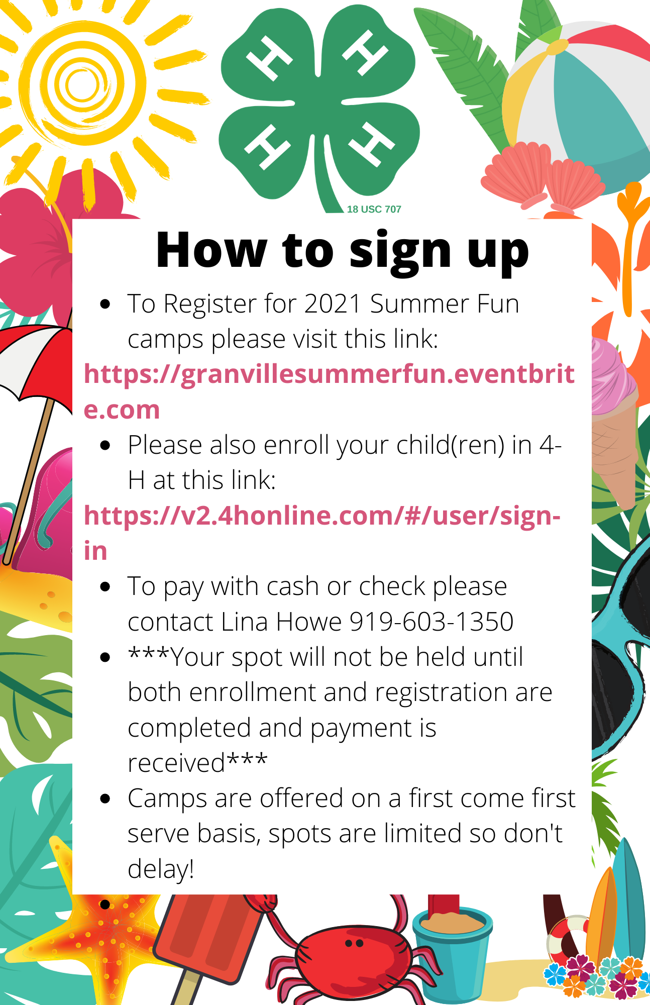 Summer Fun sign up flyer image