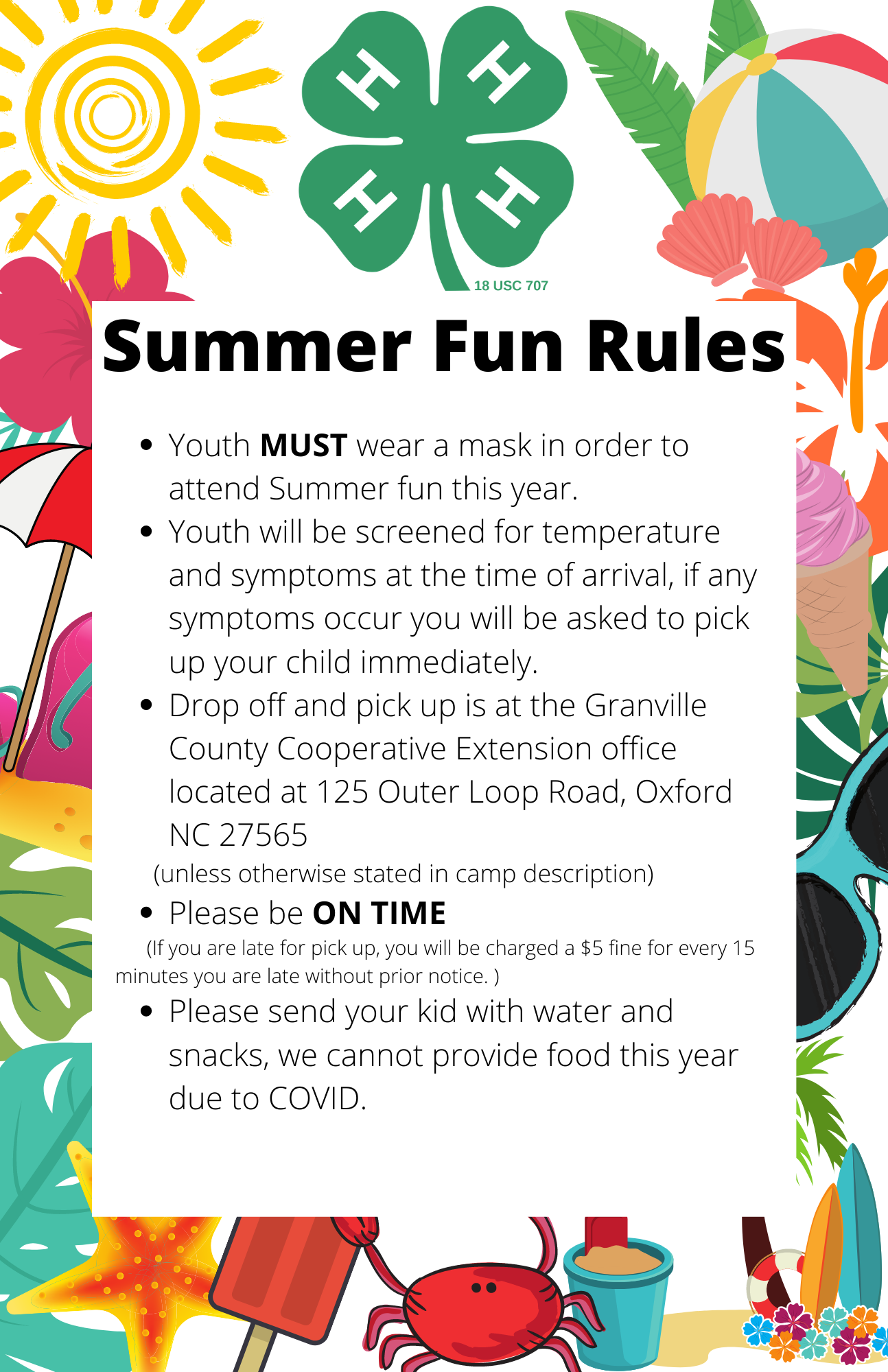 Summer Fun rules flyer image