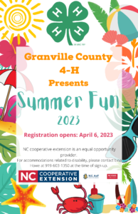 Cover photo for 2023 Granville County 4-H Summer Fun Camps
