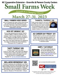 Granville Small Farms Week Schedule 2023