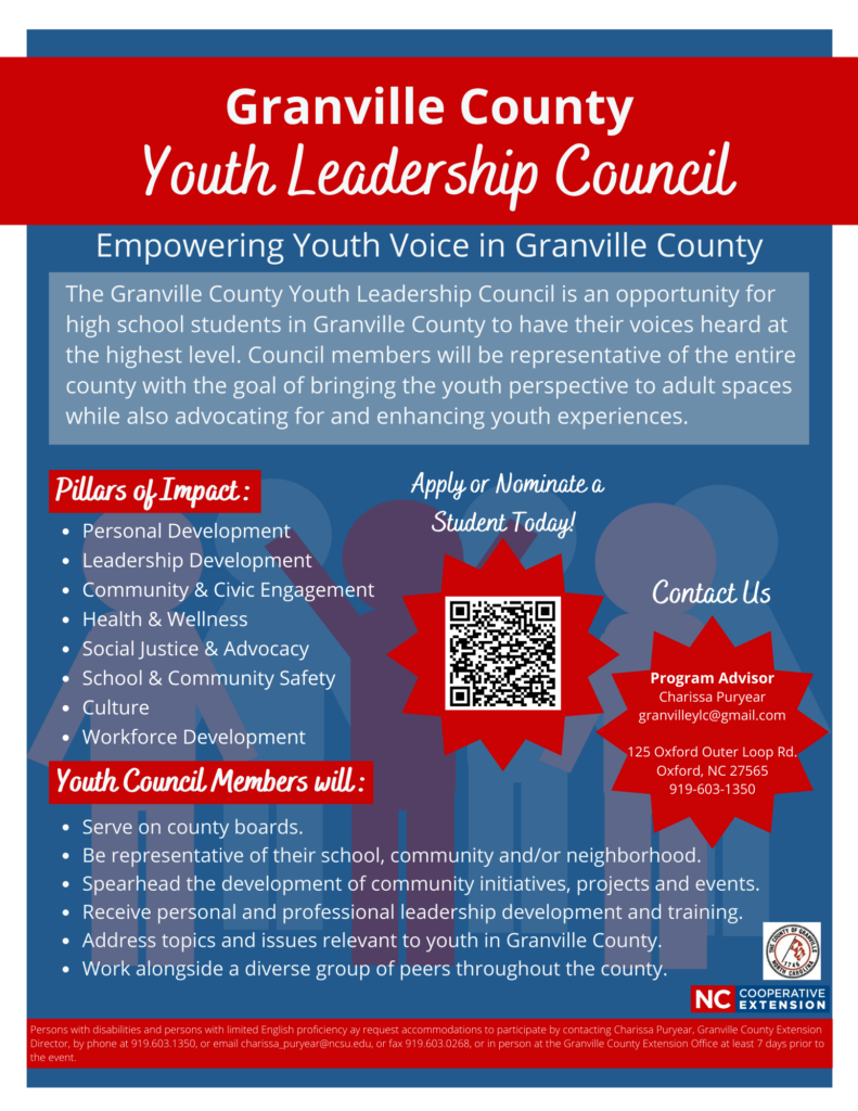 Granville County Youth Leadership Council Accepting Applications | N.C ...