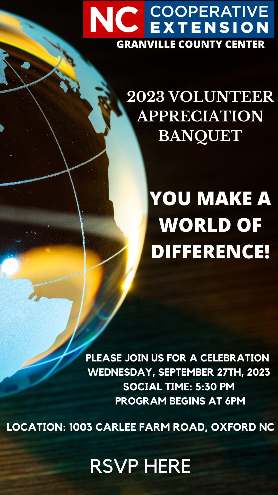 2023 Volunteer Appreciation Banquet. You make a world of difference!