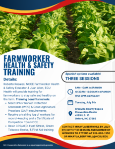 Cover photo for Farmworker Health & Safety Training - Spanish Sessions Available!